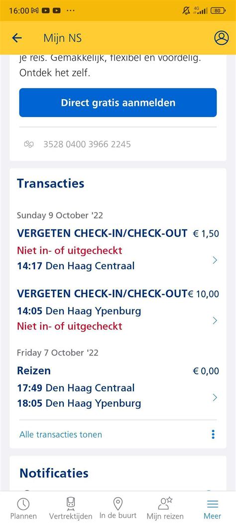 ns niet uitgecheckt.